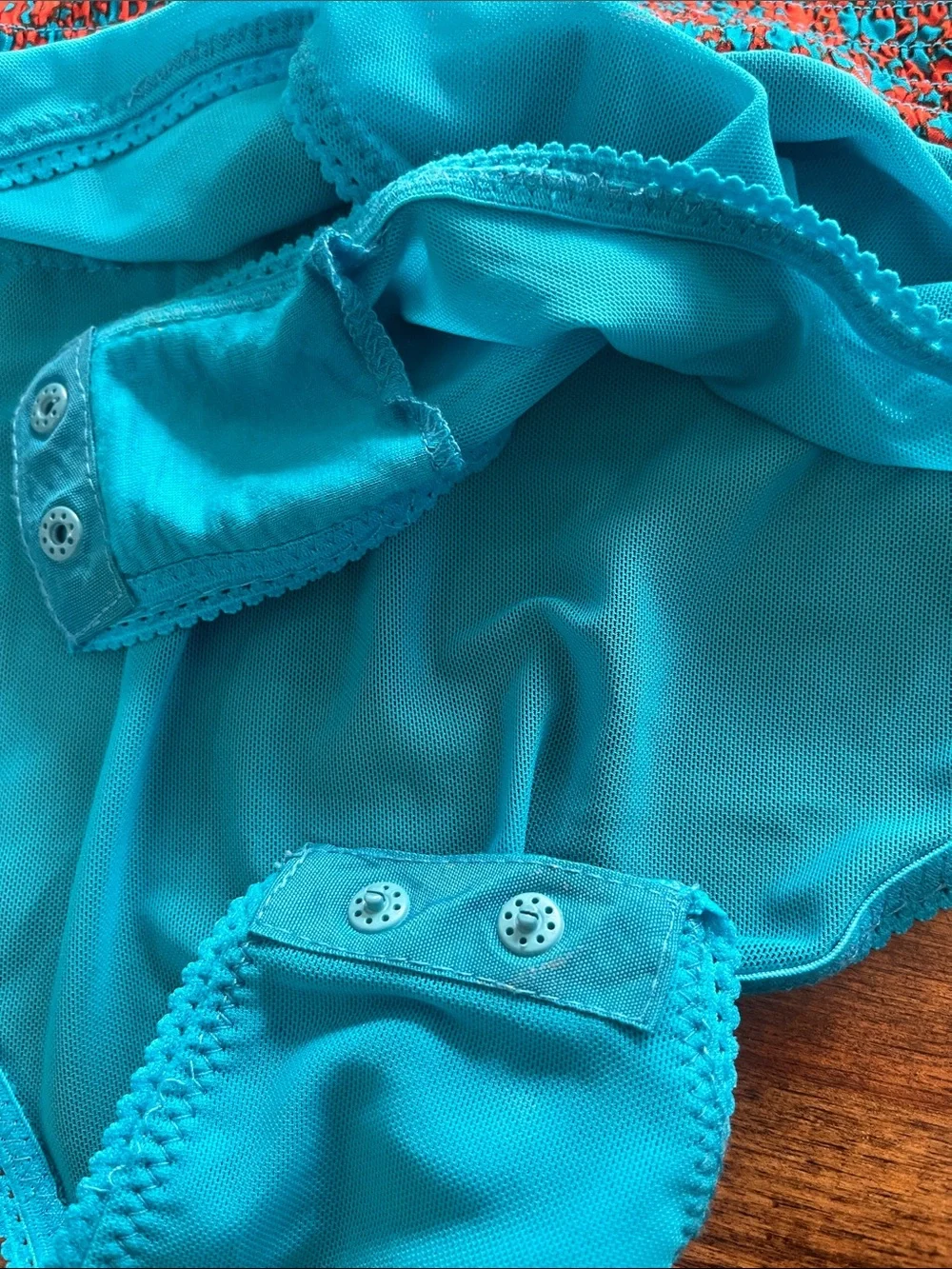 Intimately Free People Bardot Bodysuit size M teal orange-red combo - Picture 6 of 16